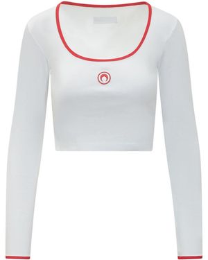 Marine Serre Logo Scoop Neck T-Shirt - White