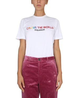 DSquared² Graphic Crew Neck T-Shirt - White