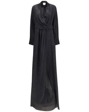 Sa Su Phi Polka Dot Band Collar Maxi Dress - Black