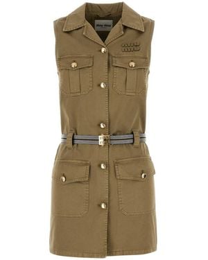Miu Miu Garment-Dyed Dress - Green