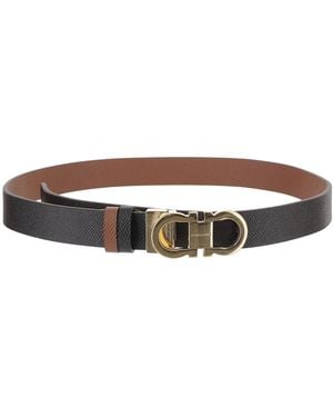 Ferragamo Textured Reversible Buckle Belt - Brown