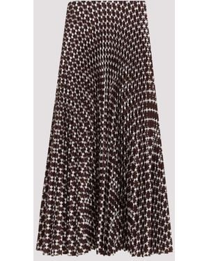 Ralph Lauren Geometric Pattern Pleated Maxi Skirt - Brown