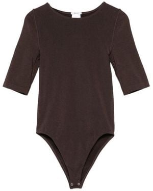 Wolford Solid Round Neck Top - Brown