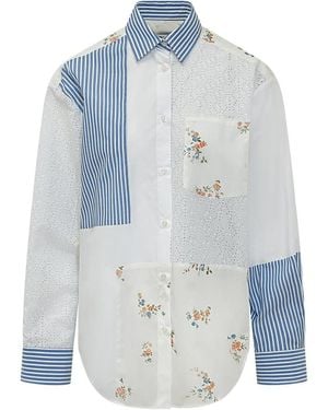 MSGM Embroidered Patchwork Shirt - Blue