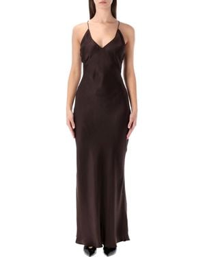 Anine Bing Laurel Silk Long Dress - Brown