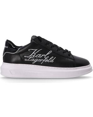 Karl Lagerfeld Logo Leather Sneakers - Black