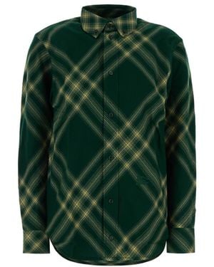 Burberry Checks Button Down Collar Shirt - Green