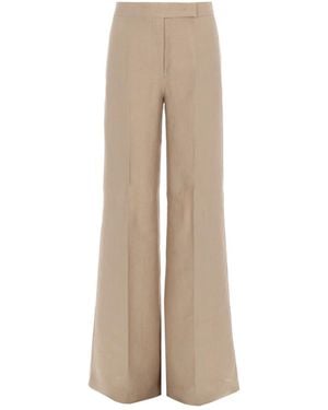 Max Mara Flared Flat Front Pants - Natural