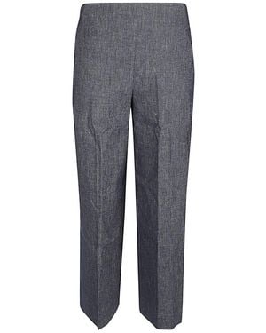 Via Masini 80 Straight Leg Linen Blend Pants - Gray