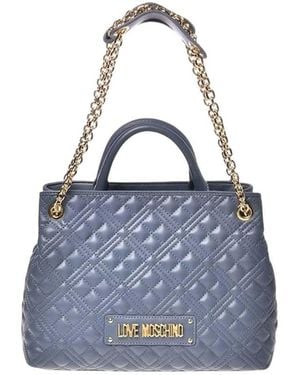 Love Moschino Logo Medium Satchel - Blue