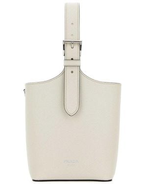 Prada Leather Bucket Bag - Natural