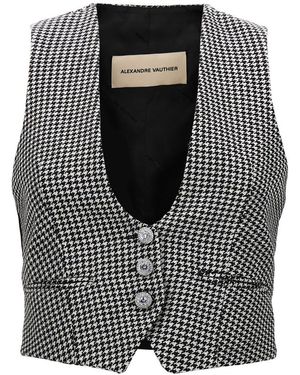 Alexandre Vauthier Houndstooth Waistcoat - Black