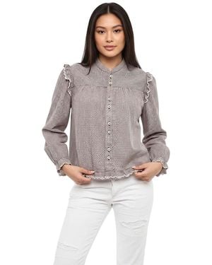 DSquared² Checks Mandarin Collar Top - Gray