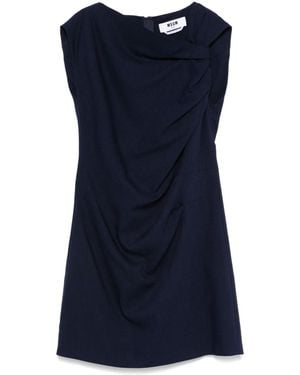 MSGM Asymmetric Neck Sleeveless Viscose Dress - Blue