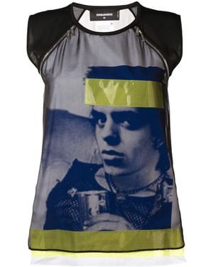 DSquared² Graphic Crew Neck Top - Blue