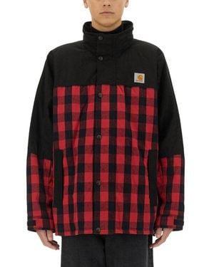 Junya Watanabe Plaid Mock Collar Jacket - Red