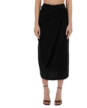 Alysi Solid Midi Skirt - Black