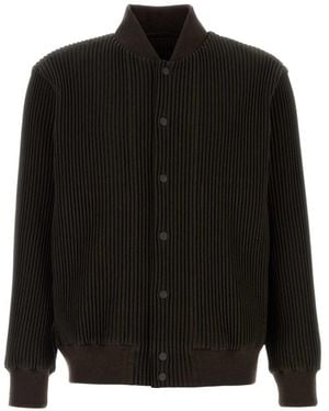 Homme Plissé Issey Miyake Ribbed Bomber Jacket - Black