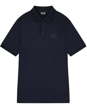 EA7 Solid Shirt Collar Polo - Blue