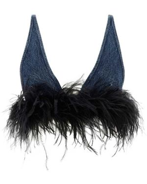 Miu Miu Feather Cotton Top For - Blue
