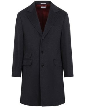 Brunello Cucinelli Dark Notched Lapel Coat - Blue