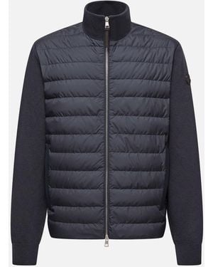 Moncler Quilted Knit Paneled Cardigan - Blue