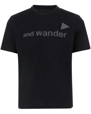 and wander Crew Neck T-Shirt - Black