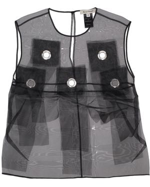 MERYLL ROGGE Eyelets Fringes Top - Black