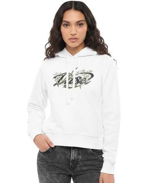 DIESEL Graphic Hood Sweatshirt - White