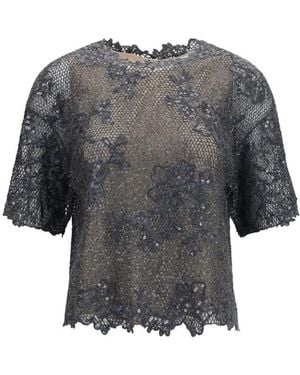 Brunello Cucinelli Sequined Crewneck Top Dark - Gray