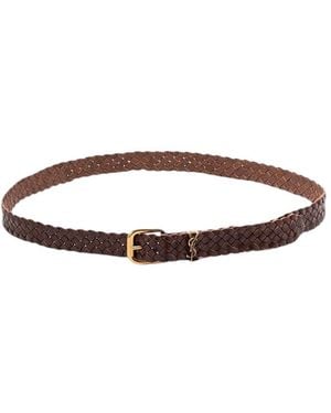 Saint Laurent Braided Buckle Belt - Brown