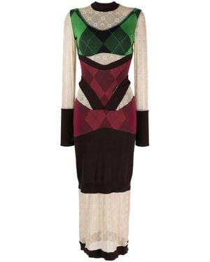 Marine Serre Multi Color Multi Color Knit Midi Dress - Multicolor