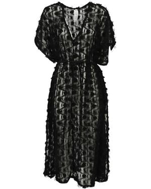 Feel me fab Crochet V-Neck Maxi Dress - Black