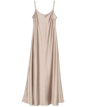 D.exterior Chain Trim Midi Dress - Natural