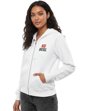 DIESEL Logo Zipper Hoodie - White