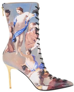Balmain Leather Printed Boots - Multicolor
