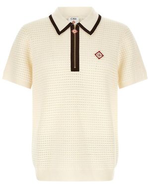 CASABLANCA Off Textured Shirt Collar Polo - Natural