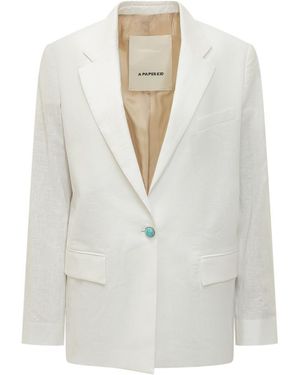 A PAPER KID Notched Lapel Blazer - White