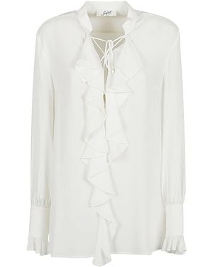 The Seafarer Ruched Silk-Blend Shirt - White