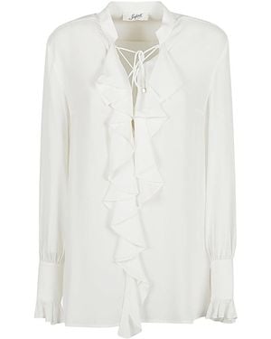 The Seafarer Ruched Silk-Blend Shirt - White