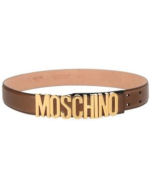 Moschino Logo Buckle Belt - Natural
