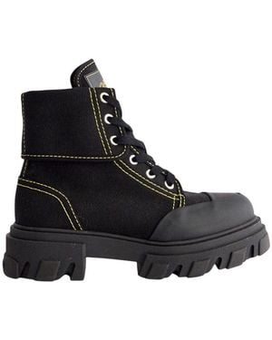 Ganni Lace-Up Boots - Black