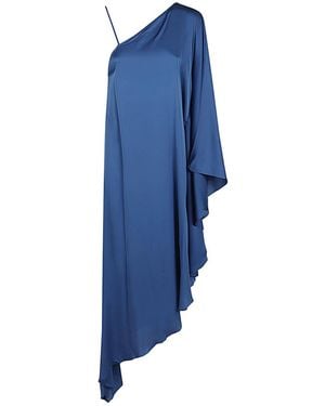 Silk95five Asymmetrical One-Shoulder Silk Dress - Blue