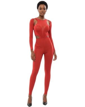 McQueen Round Neck Jumpsuit - Red