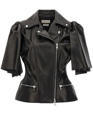 McQueen Bow Knot Biker Vest - Black