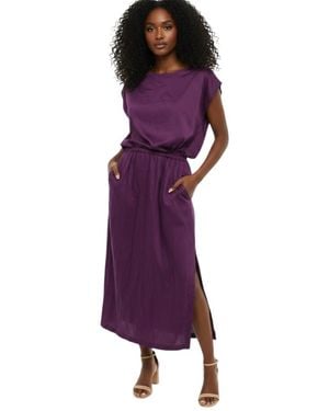Woolrich Solid Boat Neck Maxi Dress - Purple