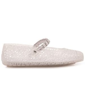 Jimmy Choo Embellished Ballet Flats - White