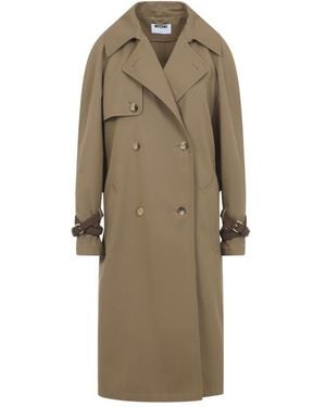 Moschino Notched Lapel Trench Coat - Natural