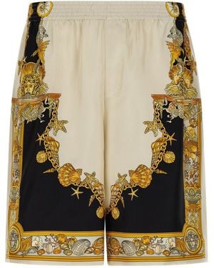 Versace Coral Theater Print Bermuda Shorts - Black
