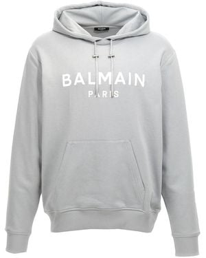 Balmain Organic Cotton Logo Hoodie - Gray